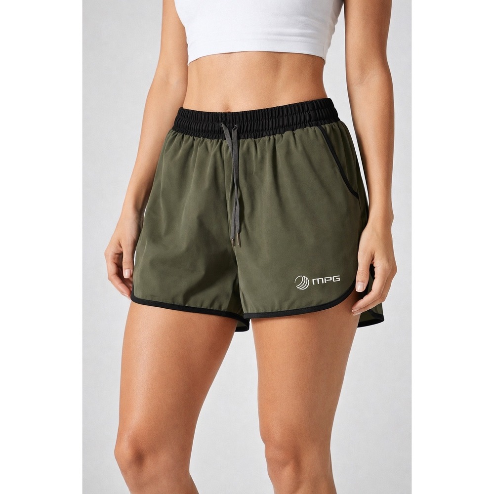 MPG Sport‎ Womens Running Shorts Olive Green Lined Athletic Size L Athleisure